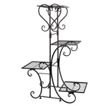 Black Metal Plant Shelf 4 Tier Flower Pot Holder Display Rack for Patio Balcony Indoor Outdoor