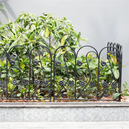 Black Decorative Garden Fence Panels 5 Pack Metal Border Edging for Lawn Patio Pathway White