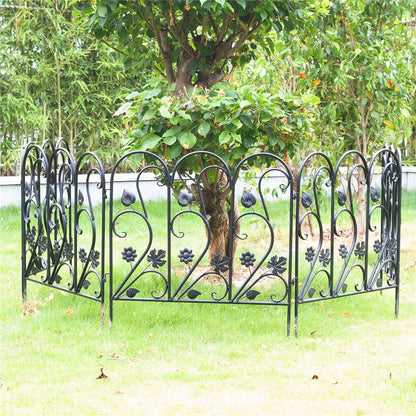 Black Decorative Garden Fence Panels 5 Pack Metal Border Edging for Lawn Patio Pathway White