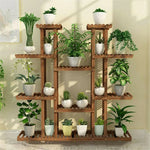 Multi-Tier Wooden Plant Stand 46in Plant Rack Holder with 9 Shelves for Patio Balcony Indoor