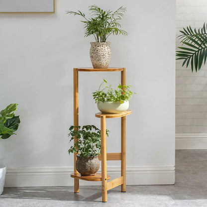 Bamboo Corner Plant Stand 3 Tier Wooden Flower Pot Holder for Indoor Balcony Bedroom