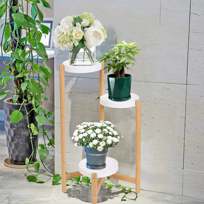 Tall Bamboo Plant Stand 3 Tier Corner Plant Display Rack for Indoor Home Garden