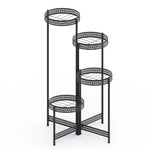 Foldable 4 Tier Metal Plant Stand Indoor Outdoor Flower Display Shelf for Patio Corner