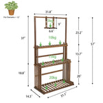 OEM Multi-Tier Wooden Plant Stand with Hanging Bar Planter Shelf Indoor Outdoor
