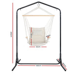 OEM Hammock Chair with Freestanding Steel Stand, Armrests and Pillow, Black & Cream 140 x 205cm
