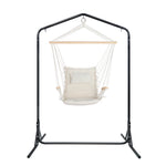 OEM Hammock Chair with Freestanding Steel Stand, Armrests and Pillow, Black & Cream 140 x 205cm