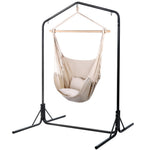 OEM Hammock Chair with Freestanding Steel Stand and Pillow, Black & Cream 140 x 205cm
