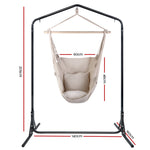 OEM Hammock Chair with Freestanding Steel Stand and Pillow, Black & Cream 140 x 205cm