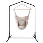 OEM Hammock Chair with Freestanding Steel Stand and Pillow, Black & Cream 140 x 205cm