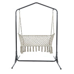 Gardeon Hammock Chair with Stand Macrame Outdoor Garden 2 Seater Cream