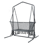 Gardeon Hammock Chair with Stand Macrame Outdoor Garden 2 Seater Grey