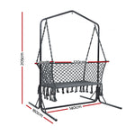 Gardeon Hammock Chair with Stand Macrame Outdoor Garden 2 Seater Grey