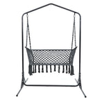 Gardeon Hammock Chair with Stand Macrame Outdoor Garden 2 Seater Grey