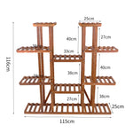 Multi-Tier Wooden Plant Stand 46in Plant Rack Holder with 9 Shelves for Patio Balcony Indoor