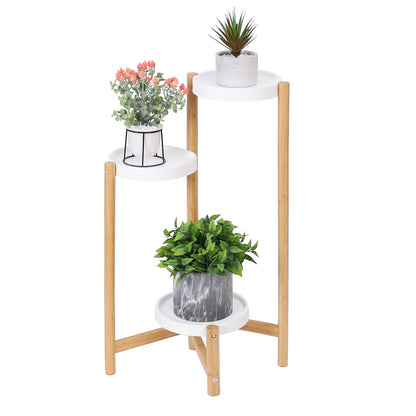Tall Bamboo Plant Stand 3 Tier Corner Plant Display Rack for Indoor Home Garden