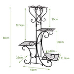 Black Metal Plant Shelf 4 Tier Flower Pot Holder Display Rack for Patio Balcony Indoor Outdoor