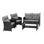 OEM Outdoor Rattan Sofa Set with Cushions and Coffee Table Black & Grey 4-Piece