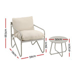 OEM Outdoor Balcony Bistro Set with 2 Armchairs & Coffee Table, Khaki, 3-Piece