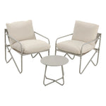 OEM Outdoor Balcony Bistro Set with 2 Armchairs & Coffee Table, Khaki, 3-Piece