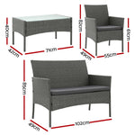 OEM Outdoor Rattan Sofa Set with Cushions and Coffee Table Grey 4-Piece