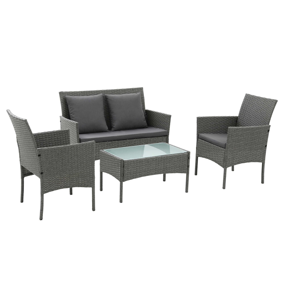 OEM Outdoor Rattan Sofa Set with Cushions and Coffee Table Grey 4-Piece