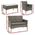OEM Outdoor Rattan Sofa Set with Cushions and Coffee Table Mixed Grey 4-Piece