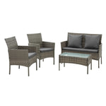 OEM Outdoor Rattan Sofa Set with Cushions and Coffee Table Mixed Grey 4-Piece