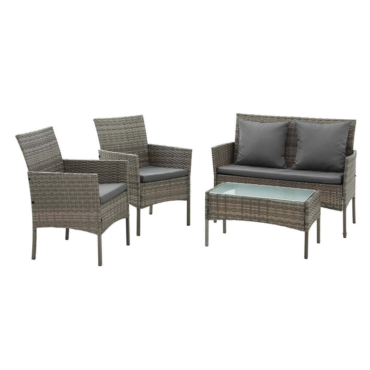 OEM Outdoor Rattan Sofa Set with Cushions and Coffee Table Mixed Grey 4-Piece