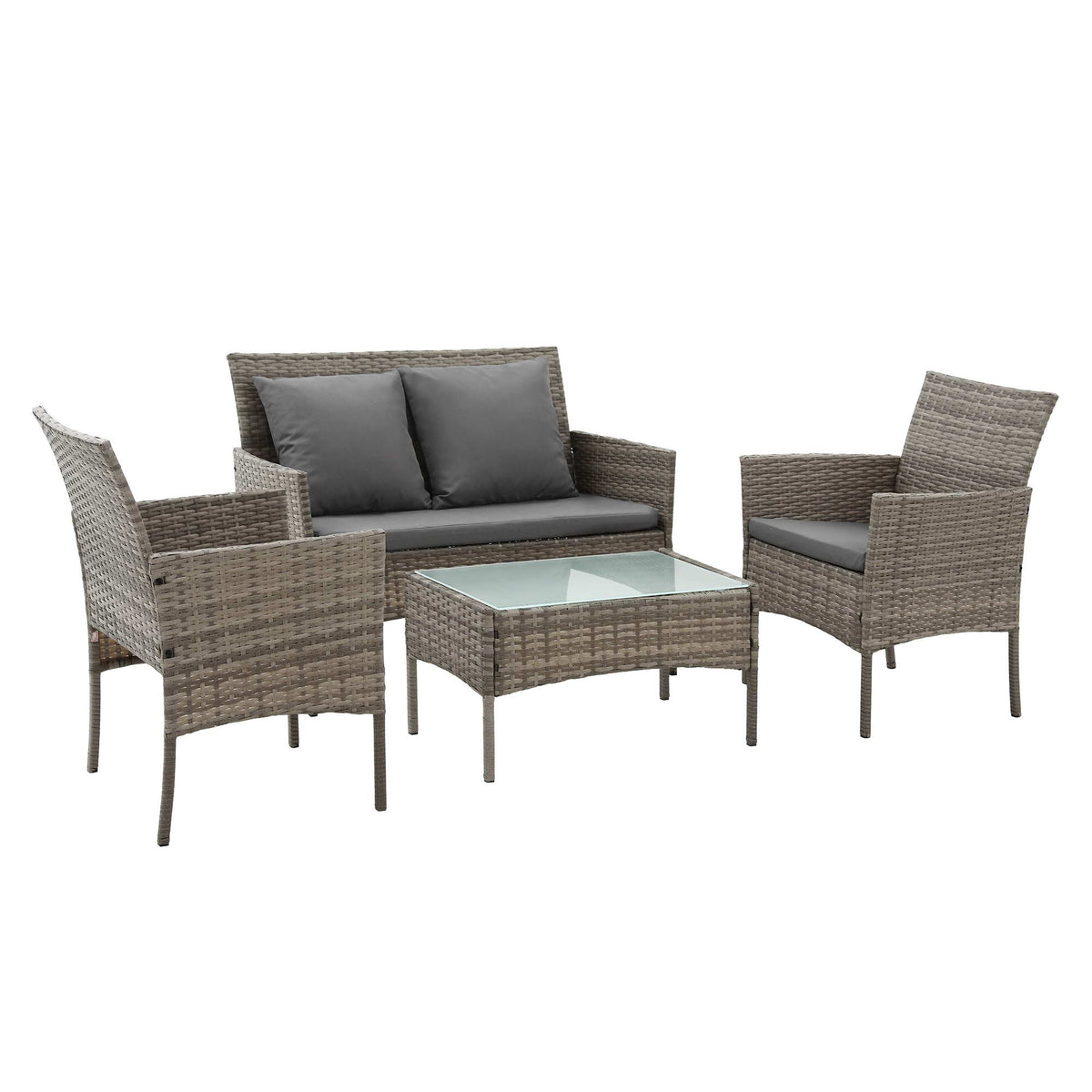 OEM Outdoor Rattan Sofa Set with Cushions and Coffee Table Mixed Grey 4-Piece