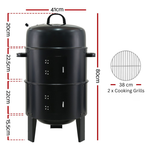 OEM 3-in-1 Charcoal BBQ Smoker, Grill and Roaster with Dual Cooking Grills