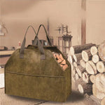 OEM Portable Canvas Firewood Log Carrier Bag Large Capacity Foldable Wood Storage Tote
