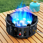Portable 7-Core Camping Gas Stove with Windproof Design and Electronic Ignition