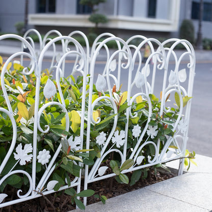 Decorative Garden Fence Panels 5 Pack Metal Border Edging for Lawn Patio Pathway White