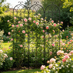 OEM 3 Pack Rustic Iron Garden Trellis Panels for Climbing Plants Black 220cm