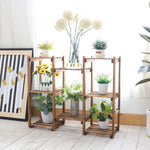 OEM Wooden Plant Stand 10 Pot Indoor Outdoor Flower Display Rack Brown 8 Tier