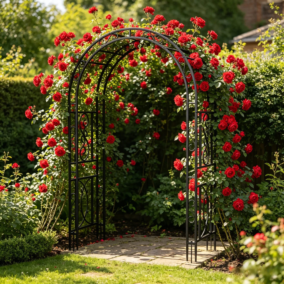 OEM Tall Metal Garden Arch Trellis for Climbing Plants and Events Black 215cm