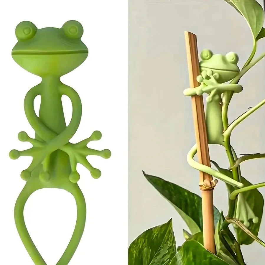 5 PCS Frog Plant Support Clips and Stand for Climbing Plants Indoor Outdoor Garden Decor