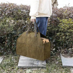 OEM Portable Canvas Firewood Log Carrier Bag Large Capacity Foldable Wood Storage Tote