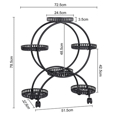 Rolling Metal Plant Holder 6 Tier Flower Pot Display Rack for Indoor Outdoor Use