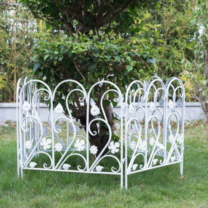 Decorative Garden Fence Panels 5 Pack Metal Border Edging for Lawn Patio Pathway White