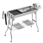 Stainless Steel Portable Charcoal Grill with Folding Handle for Outdoor BBQ