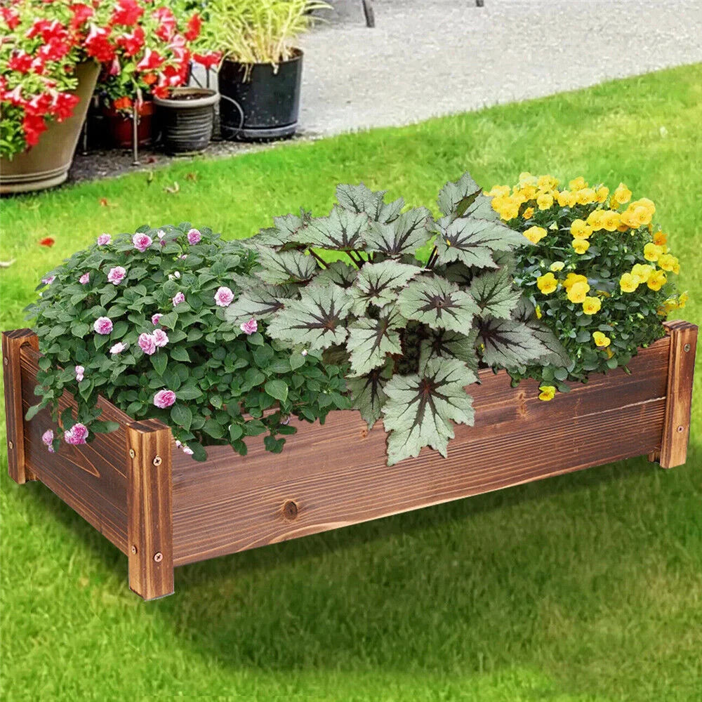 OEM Pine Wood Raised Garden Planter Box for Vegetables Herbs Flowers Outdoor Patio 65cm