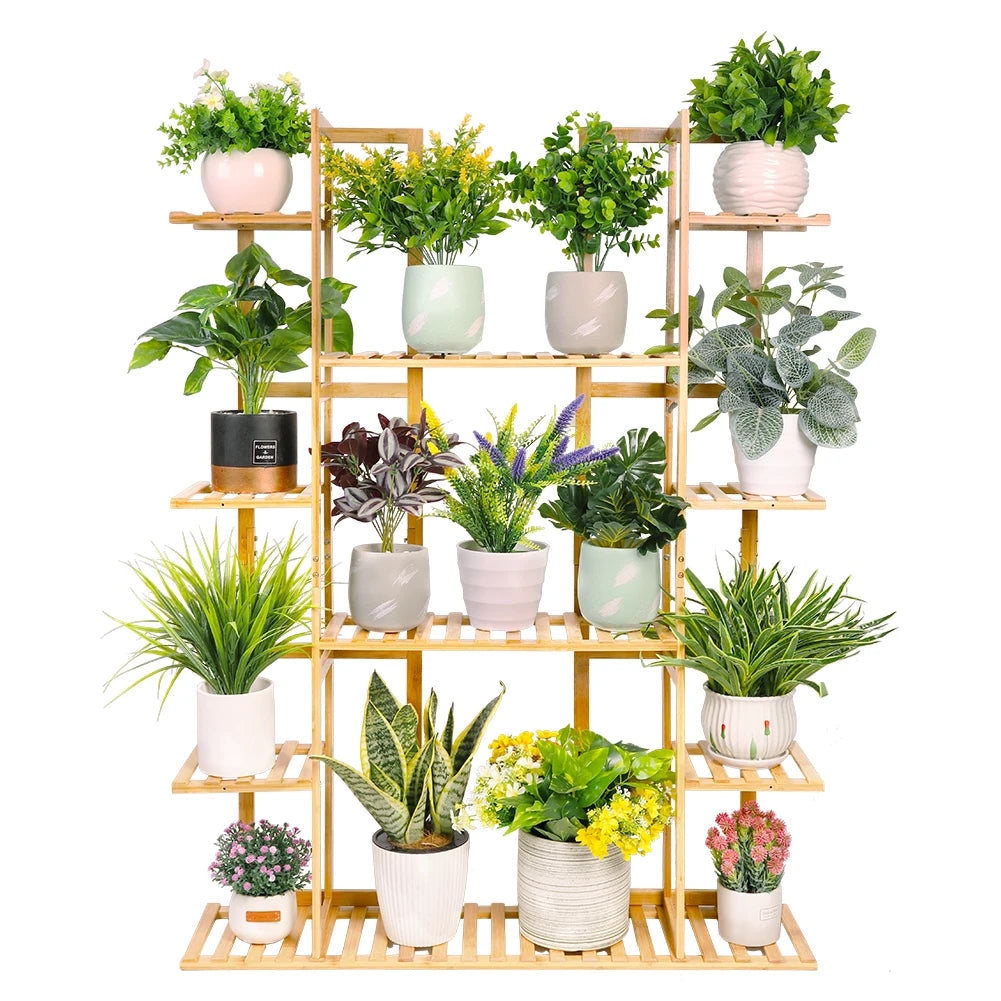 OEM Large Bamboo Plant Stand Multi-Level Planter Organizer for Indoor Outdoor Use