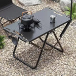 Portable Folding Table Carbon Steel Picnic Camping Table for Beach and Outdoor Black
