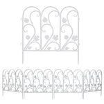 Decorative Garden Fence Panels 5 Pack Metal Border Edging for Lawn Patio Pathway White