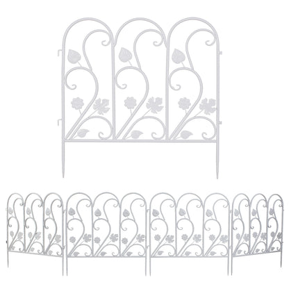 Decorative Garden Fence Panels 5 Pack Metal Border Edging for Lawn Patio Pathway White