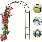 Metal Garden Arch Frame Steel Arch for Climbing Plants Outdoor Lawn Decor 195 - 240cm