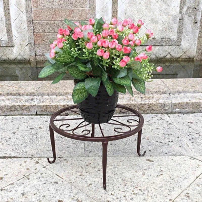 OEM Heavy Duty Round Metal Plant Stand for Indoor Outdoor Planters Pots and Garden Display Brown