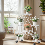 OEM 6 Tier Metal Plant Stand for Indoor Outdoor Garden Balcony Patio White