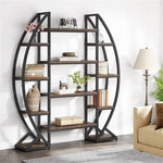 OEM Multi-Function 5 Tier Plant Stand Bookshelf with Curved Metal Frame Black & Brown